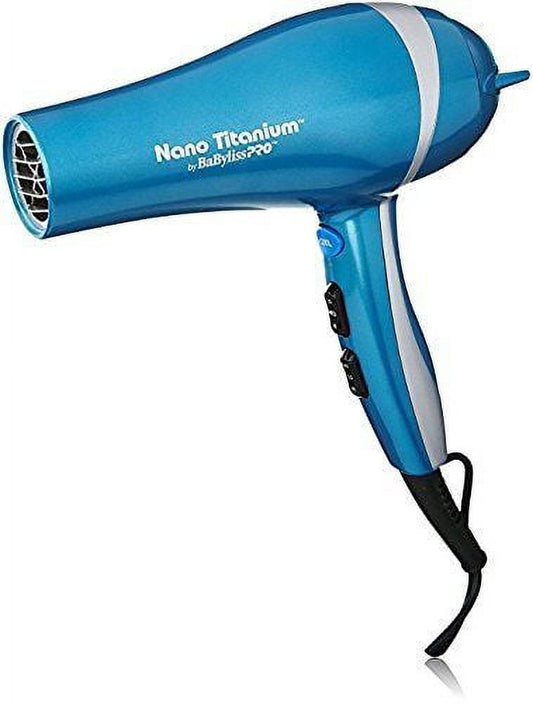 BaBylissPRO Nano Titanium Mid-Size Ionic Hair Dryer, 2000 Watts, Blue