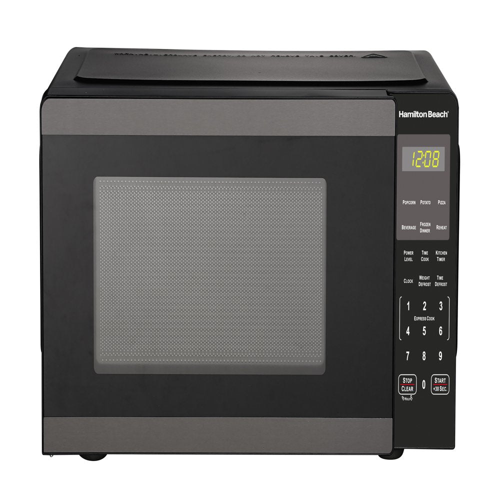 Hamilton Beach 0.9 Cu. Ft. Countertop Microwave Oven, 900 Watts, Black Stainless Steel, New