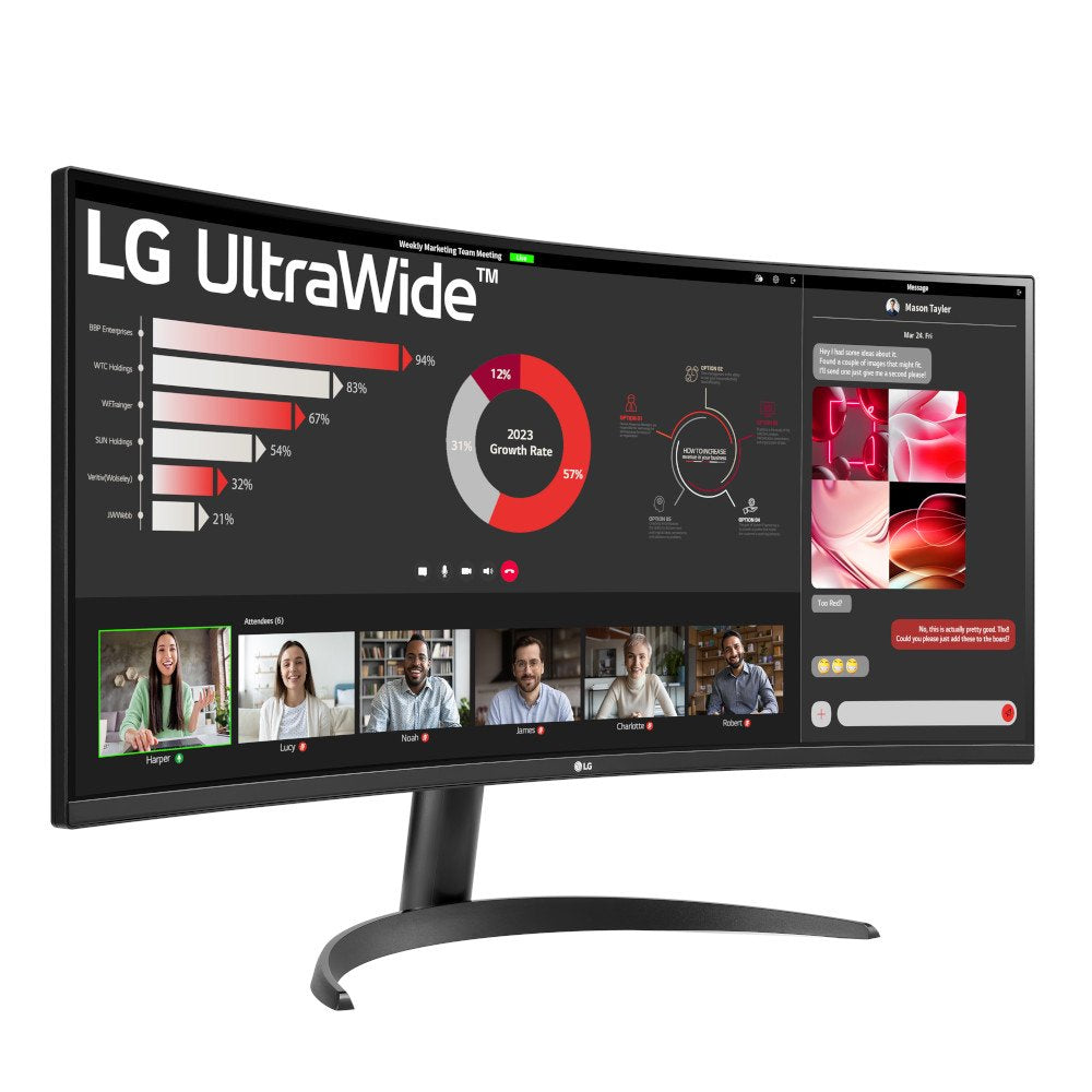 LG 34 inch Curved Ultrawide™ WQHD (3440 x 1440) Monitor, Black- 34WR50QC-B, New