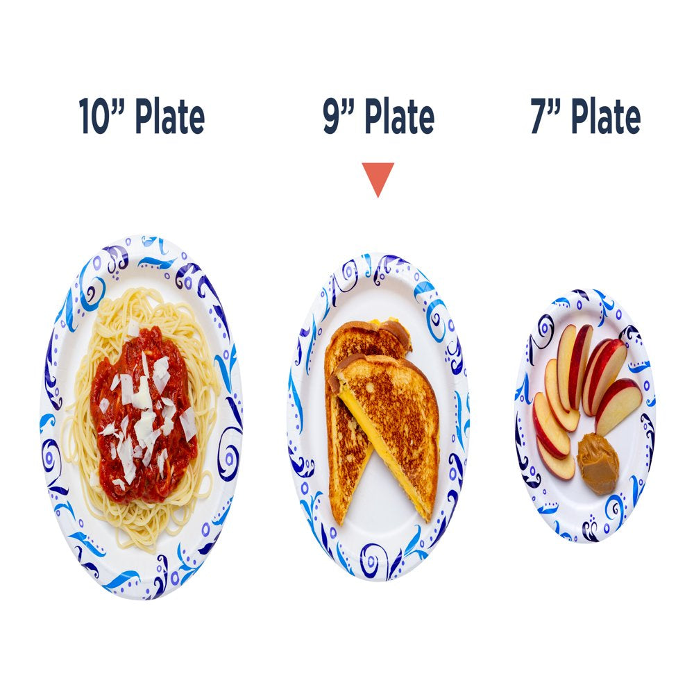 Great Value Everyday Strong, Soak Proof, Microwave Safe, Disposable Paper Lunch Plates, 8.5 inch, 100 Plates, Patterned