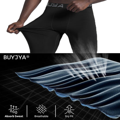 BUYJYA 3Pack Men's Compression Pants Gym Tights Mens Leggings for Sports Yoga Workout Clothes