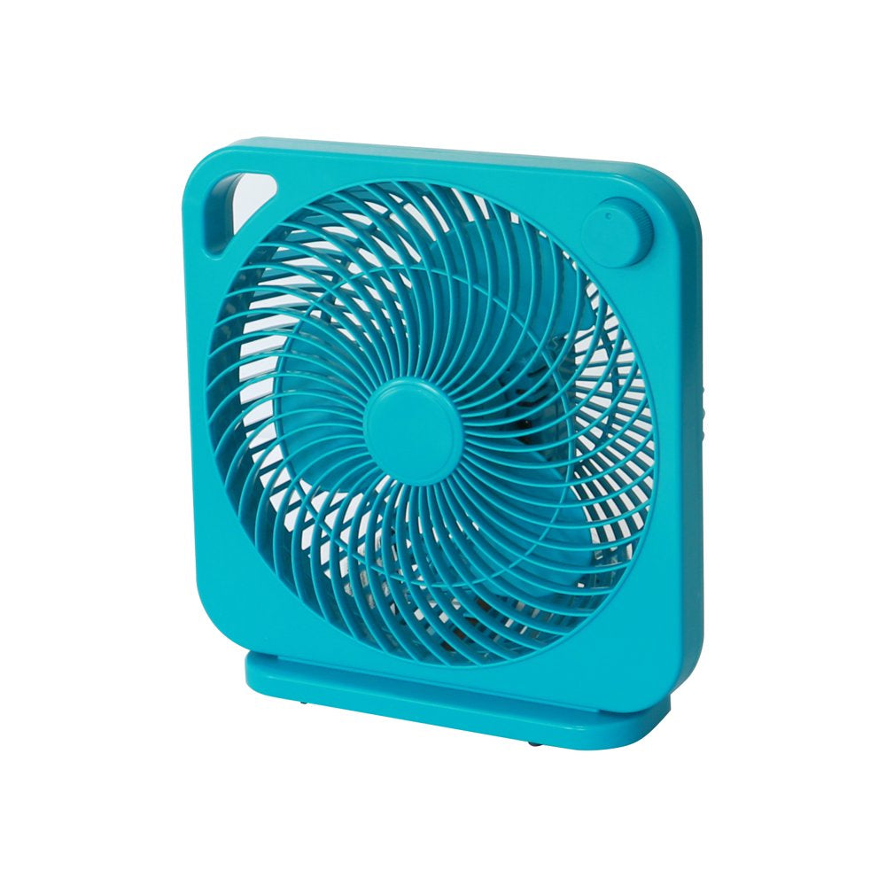 Mainstays 9 Inch Personal Box Fan with 3 Speeds Teal