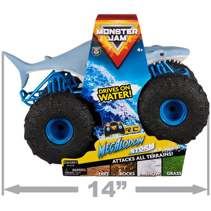 Monster Jam, Official Megalodon Storm All-Terrain Remote Control Monster Truck Toy Vehicle, 1:15 Scale