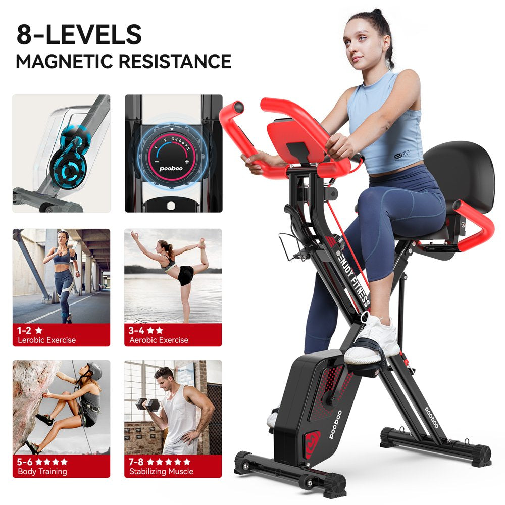 3In1 Foldable Exercise Bike Indoor Cycling Bike Magnetic Stationary Bike Fitness Gym Workout 300Lb