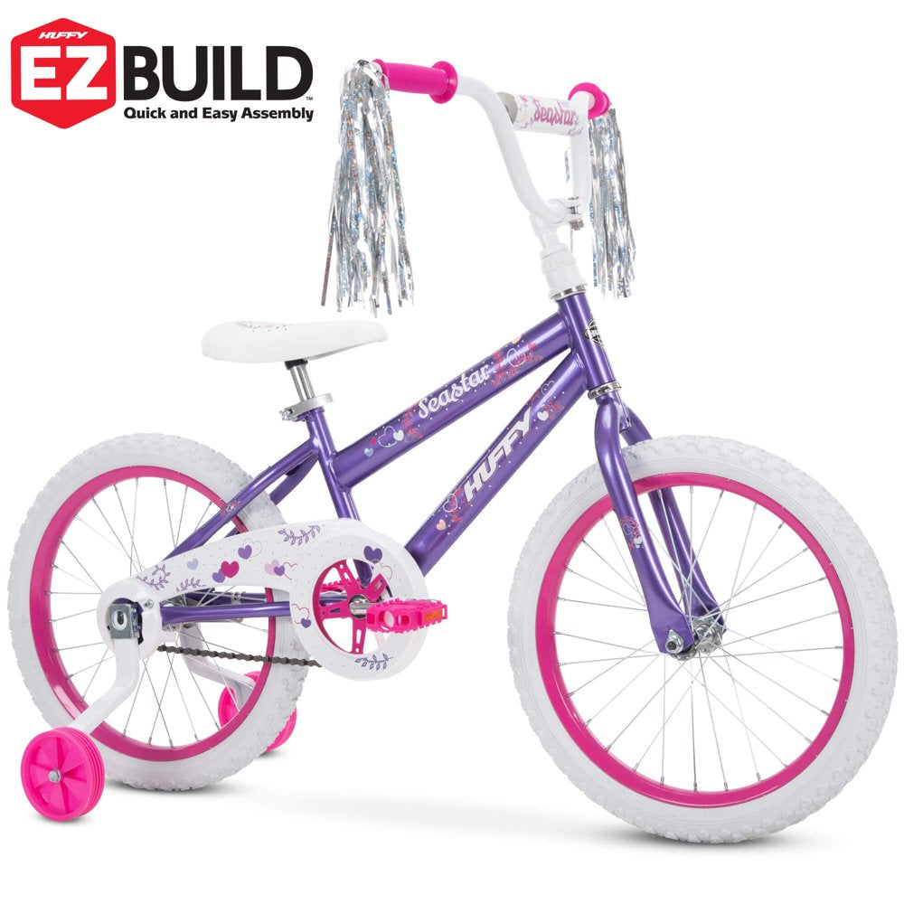 Huffy 18 in. Sea Star Kids Bike for Girls Ages 4 and up,Child, Metallic Purple