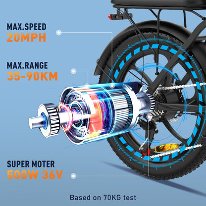 COLORWAY 500W Electric bicycles, 20x3.0in Fat Tire Eleictric Bike, 11.2Ah/36V E-Bike, 7-SHIMANO 19.9MPH Bicycle for Teenager and Adults-BK6M