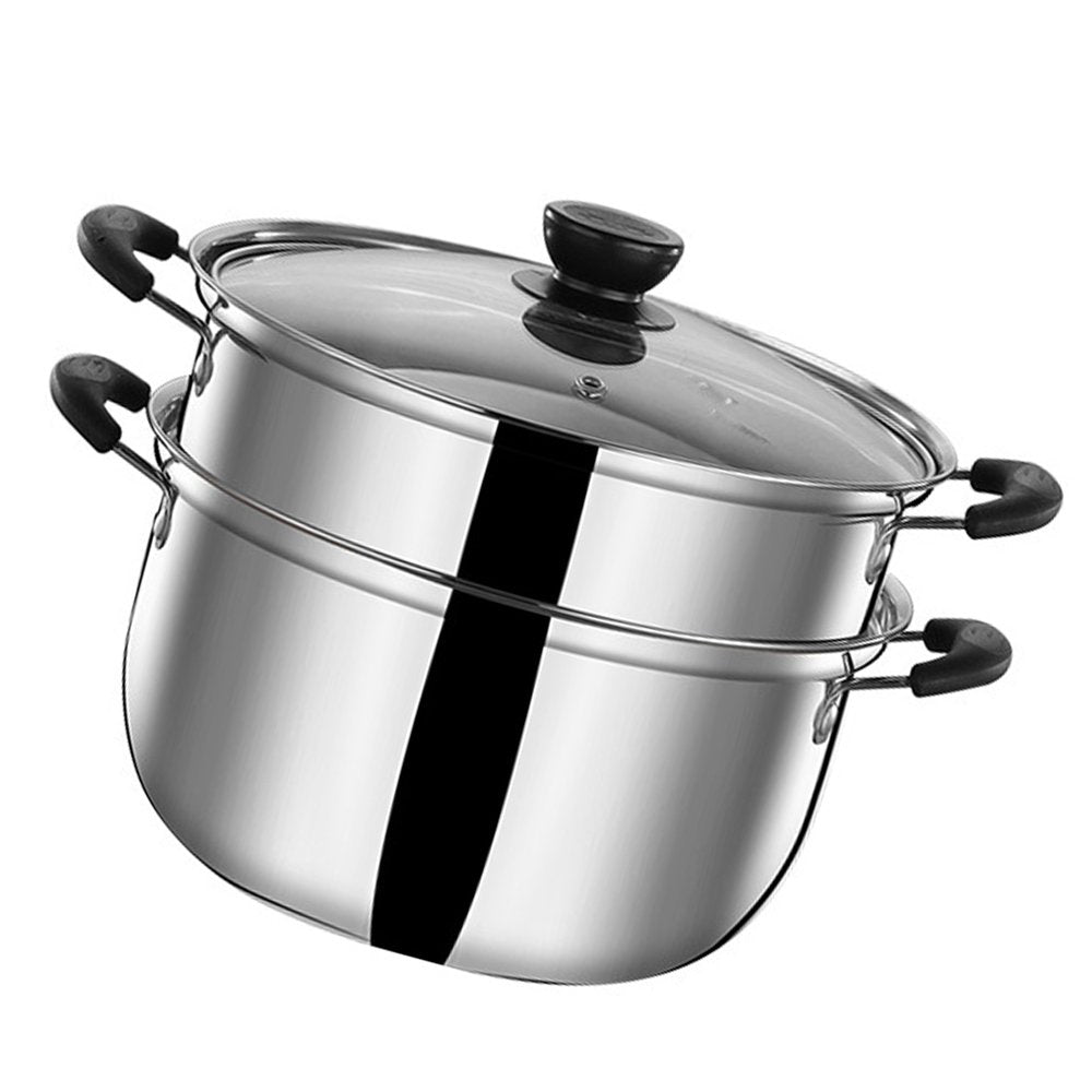 Pot Steamer Cooking Steam Food Vegetable Pan Steamers Cooker Stock Set Stainless Cookware Steel Soup Layer 2 Saucepan