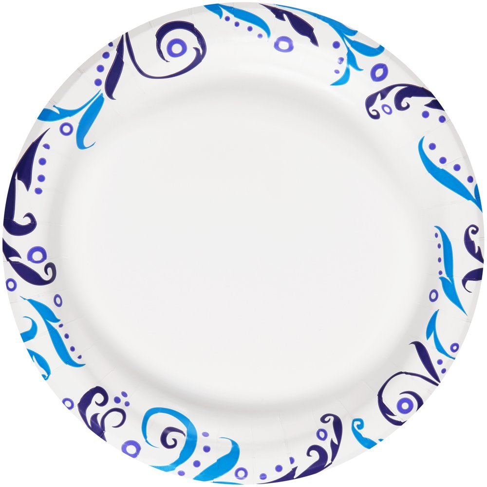 Great Value Everyday Strong, Soak Proof, Microwave Safe, Disposable Paper Lunch Plates, 8.5 inch, 100 Plates, Patterned