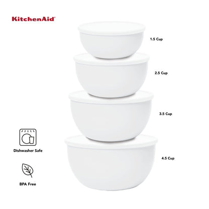 KitchenAid 21-Piece Plastic with Non-Skid Bottom Mixing Bowl and Measuring Set White