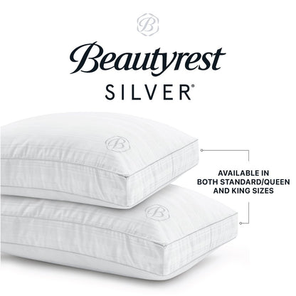 Beautyrest Silver Enveloping Comfort Down Alternative Bed Pillow with Cotton Tencel Lyocell Cover, Standard/Queen