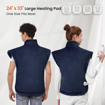 MARNUR Large Heating Pad for Back and Shoulder, 24"x33" with 4 Heat Settings 2H Auto-off - Navy Blue