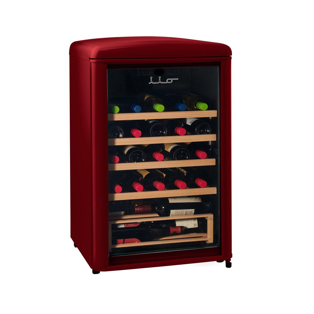 30 Bottle Freestanding Retro Wine Cooler in Wine Red