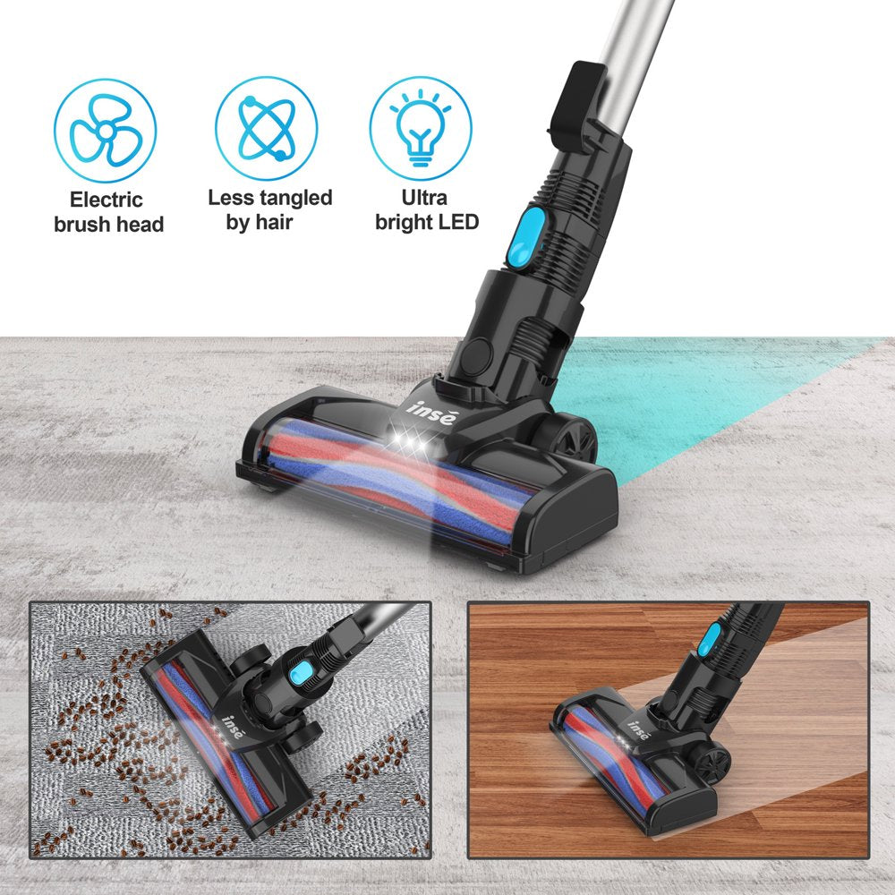 INSE Cordless Vacuum Cleaner, 6 in 1 Powerful Suction Lightweight Stick Vacuum with 2200Mah Rechargeable Battery, up to 45Min Runtime, for Home Furniture Hard Floor Carpet Car Hair