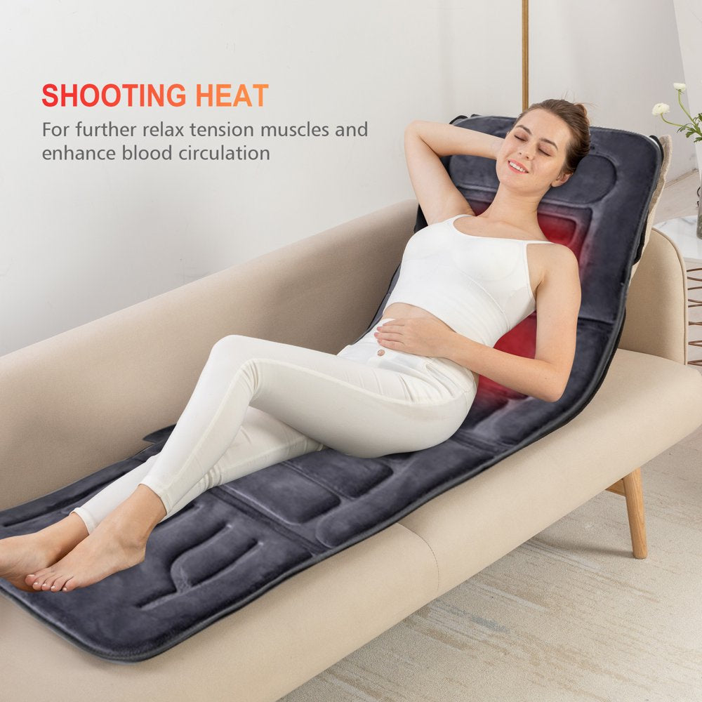 Comfier Full Body Seat Cushion Massager Mat with Heat Massage Chair Pad with 10 Vibration Motors & 2 Therapy Heating pad