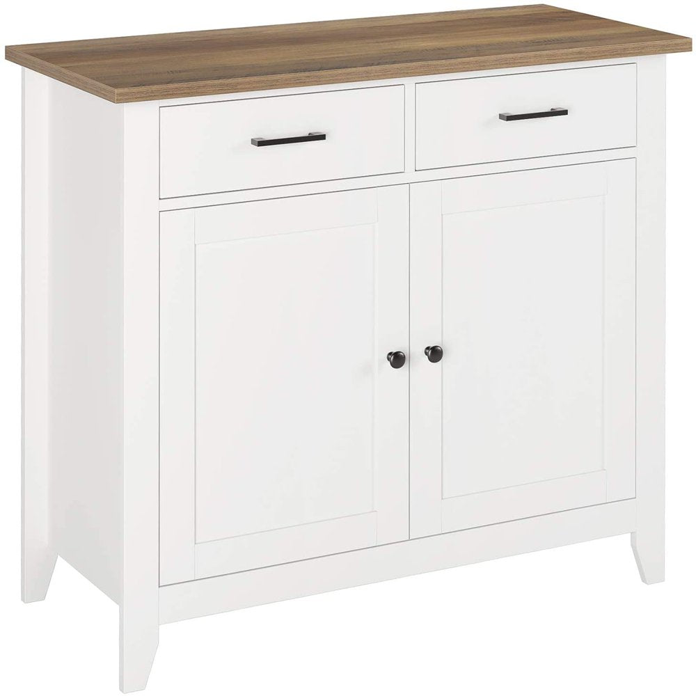 Homfa Entryway Storage Cabinet, Sideboard with 2 Drawers for Kitchen Living Room, White