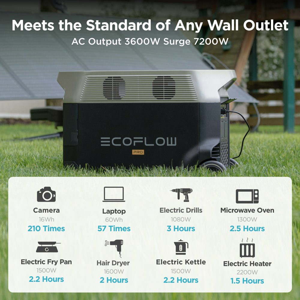 EcoFlow DELTA Pro Portable Power Station with Remote Control and EV x-Stream Adapter for Outdoor Camping,Home Backup,Emergency,RV,off-Grid