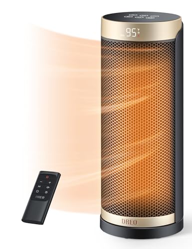 Dreo Space Heater, Portable Electric Heaters for Indoor Use, 70° Oscillation, 12H Timer, Quiet PTC Ceramic Heating with Thermostat, Safety Protection, Remote for Office, Home Bedroom