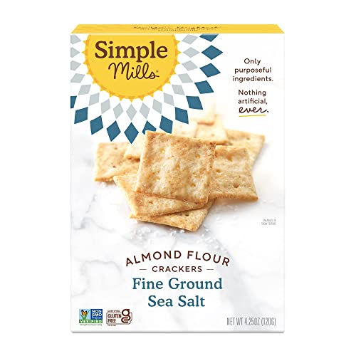 Simple Mills Almond Flour Crackers, Fine Ground Sea Salt - Gluten Free, Vegan, Healthy Snacks, 4.25 Ounce (Pack of 1)