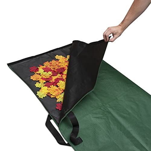 RUAFOX Garden Leaf Tarp With Handles Converts Into Reusable Yard Waste Bag 56.5” L x 56“ W - Comes With Claw Garden Gloves