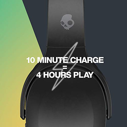 Skullcandy Crusher Evo Wireless Over-Ear Bluetooth Headphones with Microphone, for iPhone and Android, 40 Hour Battery Life, Extra Bass Tech - Bonus Line USB-C Cable,Black