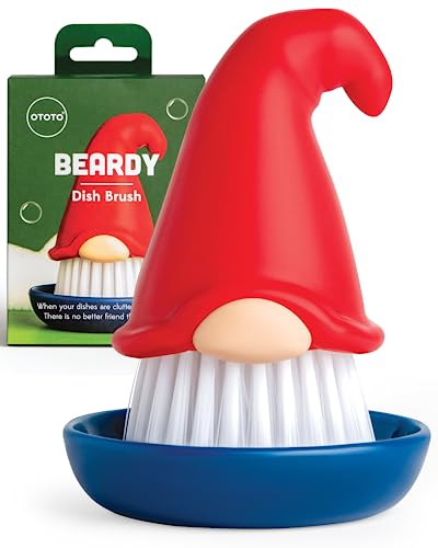 New!! Beardy Dish Brush by OTOTO - Kitchen Scrubbers for Dishes, Kitchen Scrub Brush for Cleaning Dishes, Dish Scrubber Brush - Gnome Gifts, Cute Kitchen Accessories, Funny Kitchen Gadgets