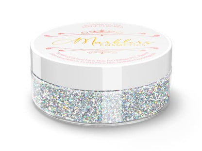 MARBLERS Holographic Face & Body Glitter [Holo Silver] 0.18oz (5g) | Fine | Non-Toxic | Vegan | Cruelty-Free | Ethically Sourced | Festival Makeup | Eye, Hair, Nail, Eyeshadow | Cosmetic Grade