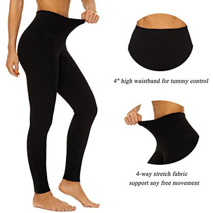 iniber High Waisted Yoga Pants with Pockets for Women 4-Way Stretch Soft Running Workout Leggings Athletic Yoga Pants