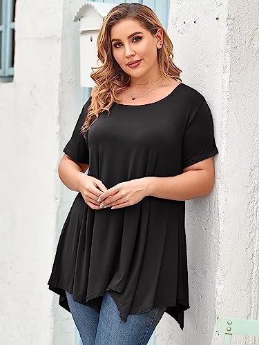 LARACE Womens Swing Tunic Tops Loose Fit Comfy Flattering T Shirt Black