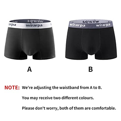 wirarpa Men's Trunks Underwear Cotton Comfortable Stretch Wide Waistband Boxer Briefs Black 4 Pack, Small