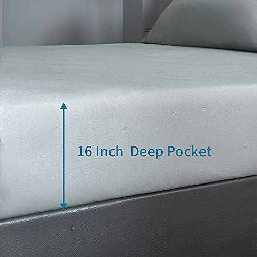DERBELL Bed Sheet Set - Brushed Microfiber Bedding - Bedding Sheets & Pillowcases - Deep Pockets - Easy Fit - Breathable & Cooling Sheets - 4 Piece King Light Gray