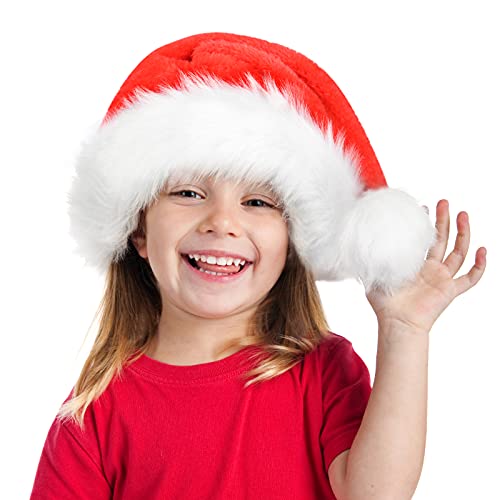 Kids Santa Hat,Christmas Hat,Classic Thicker Fur Red Velvet Santa Hat for Kid Toddler Infant Boy Girl New Year Xmas Holiday