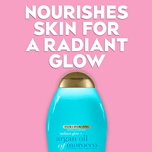 OGX Radiant Glow + Argan Oil of Morocco Extra Hydrating Body Lotion for Dry Skin, Nourishing Creamy Body & Hand Cream for Silky Soft Skin, Paraben-Free, Sulfated-Surfactants Free, 19.5 fl oz