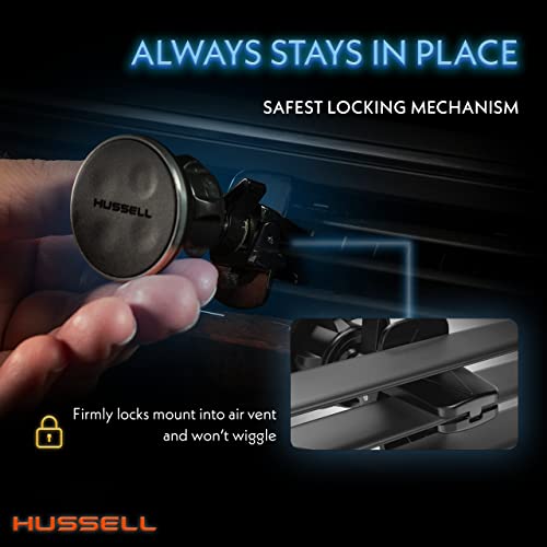 HUSSELL Magnetic Phone Car Mount, Air Vent Phone Mount for Car 360° Adjustable Universal Magnet Phone Holder - Compatible with Any Cell Phone, iPhone Galaxy LG Huawei