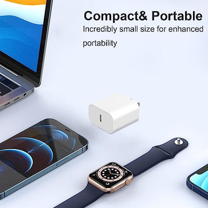 iPhone Charger 20W PD USB C Wall Fast Charger Adapter with 3Pack USB C Cable Compatible with iPhone 14/14 Pro/14 Pro Max/14 Plus/13/12/11, iPad Pro and More