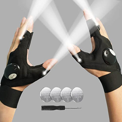 MoCaBy LED Flashlight Gloves, Gifts for Men Him Dad Boyfriend, Grandpa,Cool Gadget Hands-Free Lights for Camping Fishing Repairing, Fathers Day Christmas Birthday Gift(Black)