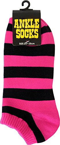 Square Deal Recordings & Supplies Pink and Black Striped Ankle Socks