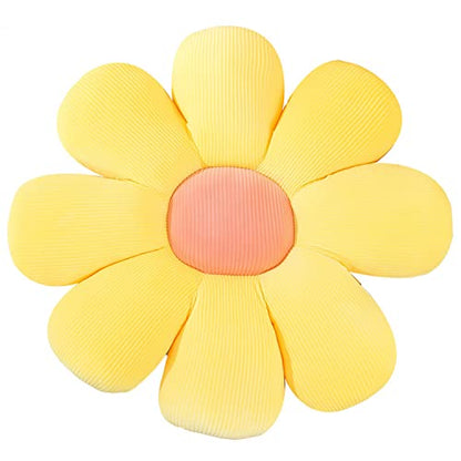 Flower Pillow, Flower Shaped Throw Pillow Flower Floor Pillow Soft Seating Cushion Room Decor Plush Pillow for Bedroom, Sofa, Bed, Reading (15 inch, Yellow)