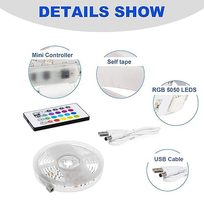 PANGTON VILLA Led Strip Lights 6.56ft for 40-60in TV, USB LED TV Backlight Kit with Remote - 16 Color 5050 LEDs Bias Lighting for HDTV