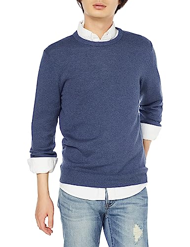 Amazon Essentials Men's Crewneck Sweater (Available in Big & Tall), Blue Heather, Large