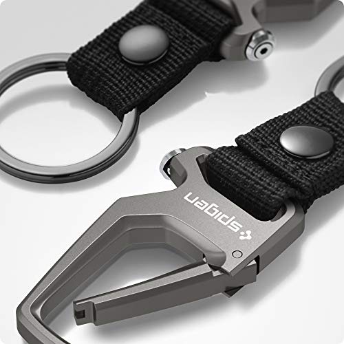 Spigen Carabiner Key Ring Clip, Car Keychain Clip, Bottle Opener Key Chain Ring for Men and Women - Gunmetal