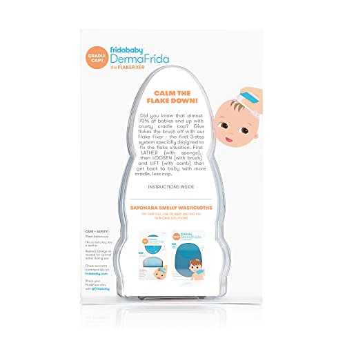 Frida Baby The 3-Step Cradle Cap System | DermaFrida The FlakeFixer | Sponge, Brush, Comb and Storage Stand for Babies with Cradle Cap