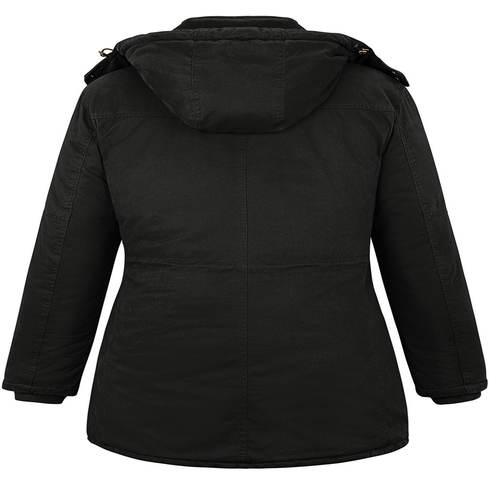 Soularge Women's Winter Plus Size Padded Fleece Parka Coat with Hood (Black, 3X)