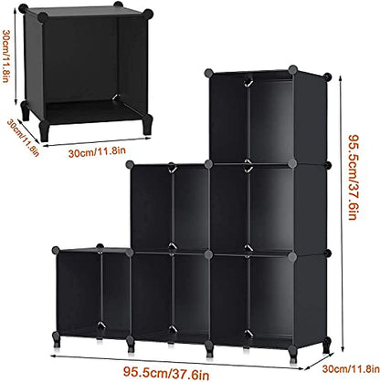 6-Cube Storage Organizer, Closet Organizer Storage Cabinet Shelf Bookcase Bookshelf with Metal Hammer, Storage Cubes Organizer Cabinet for Kids, Closet, Bedroom, Bathroom(11.8x11.8x11.8 inch)Black