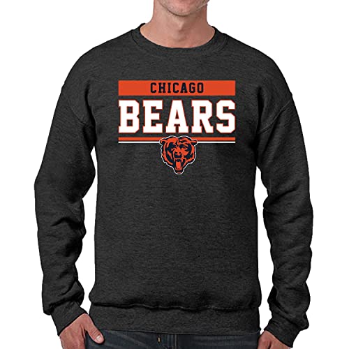 Team Fan Apparel NFL Adult Long Sleeve Team Block Charcoal Crewneck Sweatshirt - Stay Warm & Represent Your Team With Style (Chicago Bears - Black, Adult X-Large)