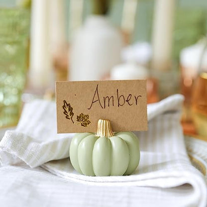 Kate Aspen Fall Decor Mini Green Pumpkin Place Card Holder (Set of 6), Place Settings, Perfect for Thanksgiving Table Decor, Fall Themed Weddings, Bridal Brunches