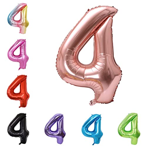 40 Inch Large Foil Helium Number Balloon Birthday Wedding Party 0-9 (Rose Gold, 4)