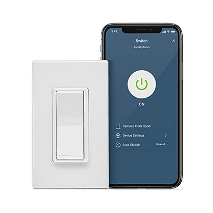 Leviton Decora Smart Switch, Wi-Fi 2nd Gen, Neutral Wire Required, Works with Matter, My Leviton, Alexa, Google Assistant, Apple Home/Siri & Wired or Wire-Free 3-Way, D215S-2RW, White