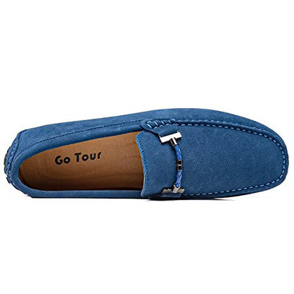 Go Tour New Mens Casual Loafers Moccasins Slip On Driving Shoes Sapphire Blue 9.5/43