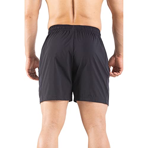 Gaglg Men's 5" Running Shorts 2 Pack Quick Dry Athletic Workout Gym Shorts with Zipper Pockets Black/Green,Large