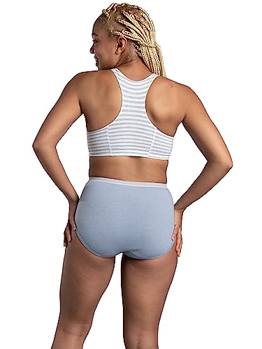 Fruit of the Loom Women's Eversoft Underwear, Tag Free & Breathable, Available in Plus Size, Brief-Cotton Blend-6 Pack-Grey/Purple, 8